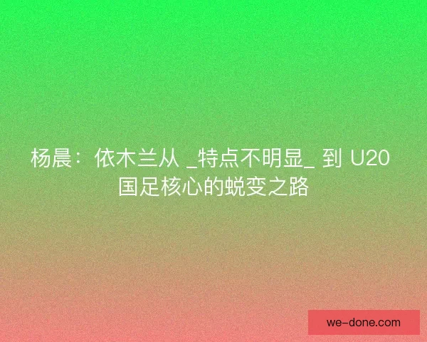 杨晨：依木兰从 _特点不明显_ 到 U20 国足核心的蜕变之路