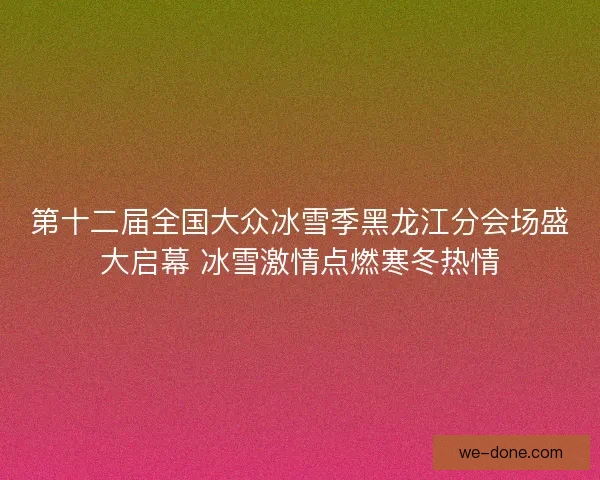第十二届全国大众冰雪季黑龙江分会场盛大启幕 冰雪激情点燃寒冬热情