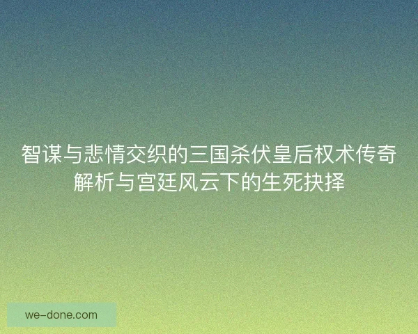 智谋与悲情交织的三国杀伏皇后权术传奇解析与宫廷风云下的生死抉择